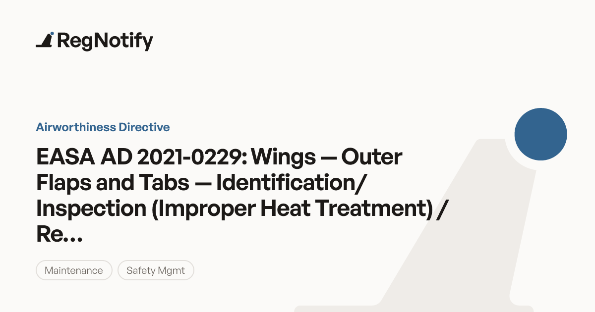 EASA AD 2021-0229 — Wings — Outer Flaps and Tabs — Identification ...