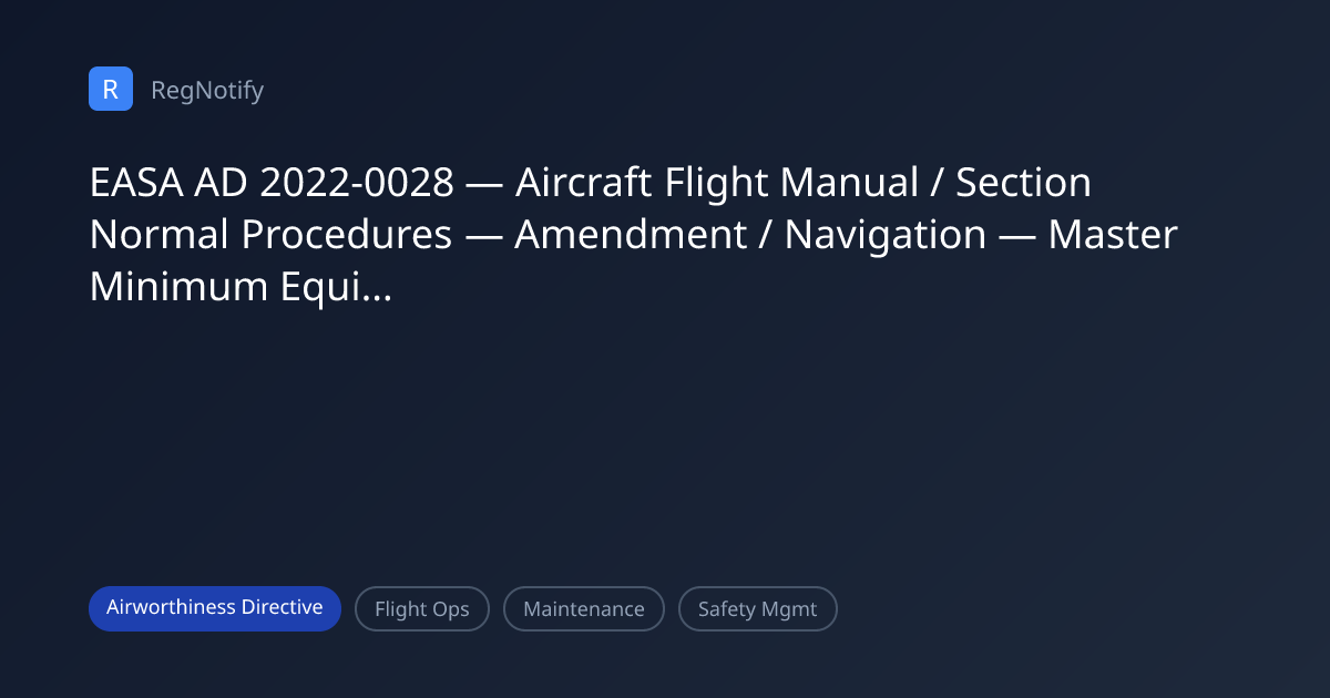 EASA AD 2022-0028 — Aircraft Flight Manual / Section Normal Procedures ...