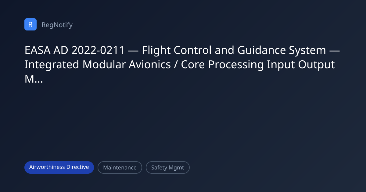 EASA AD 2022-0211 — Flight Control and Guidance System — Integrated ...