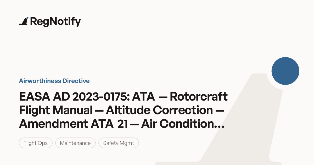 EASA AD 2023-0175 — ATA — Rotorcraft Flight Manual — Altitude ...