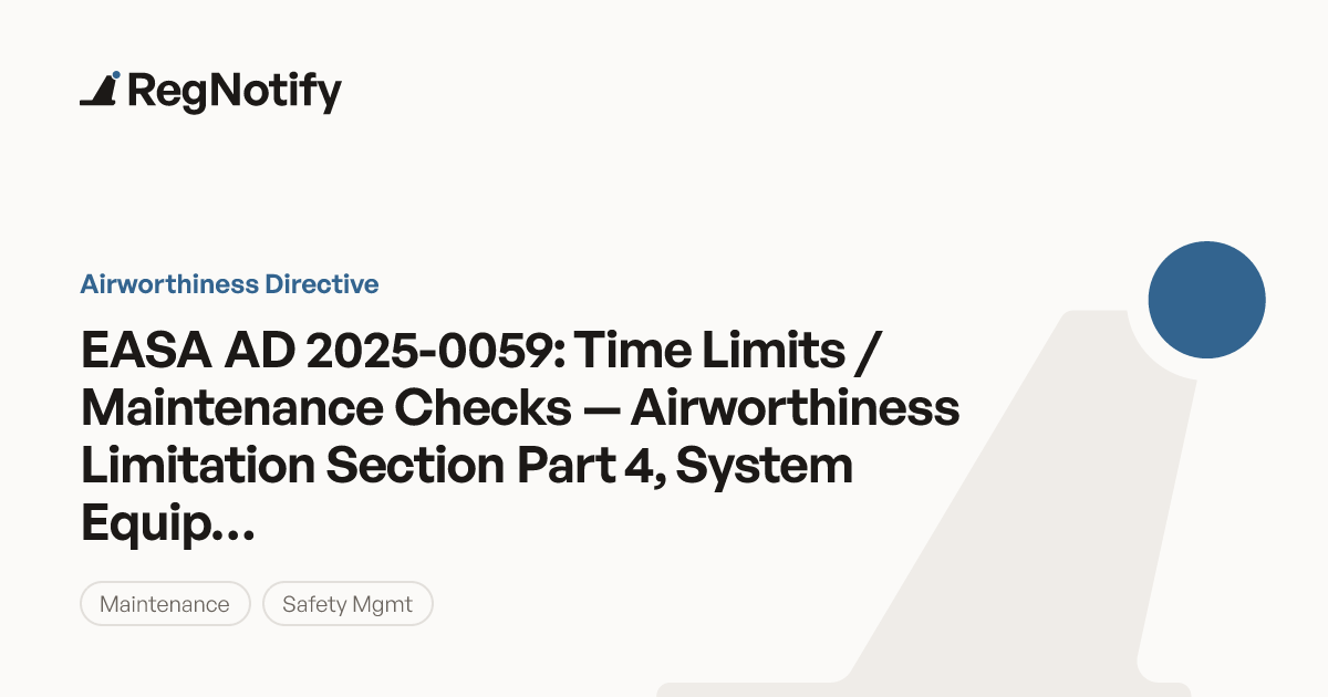 EASA AD 2025-0059 — Time Limits / Maintenance Checks — Airworthiness ...