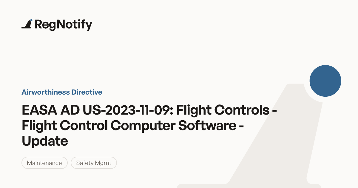 EASA AD US-2023-11-09 — Flight Controls - Flight Control Computer ...