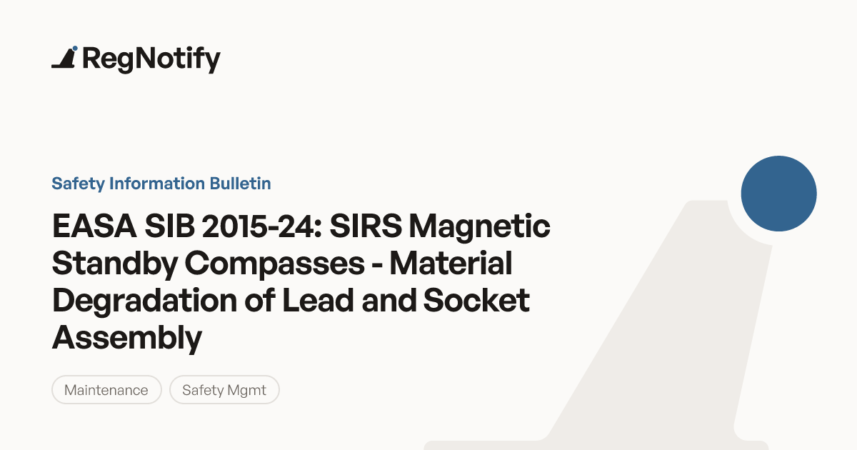 EASA SIB 2015-24 — SIRS Magnetic Standby Compasses - Material ...